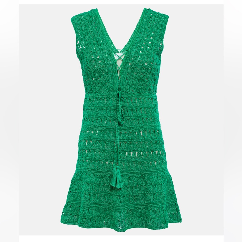 ANNA KOSTUROVA Jennifer crochet cotton minidress Size Small Bright Green